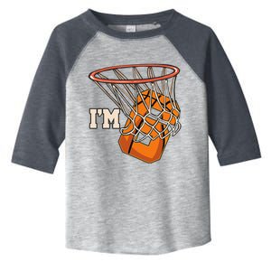 IM 6 Basketball Theme Birthday Party Celebration 6th Toddler Fine Jersey T-Shirt