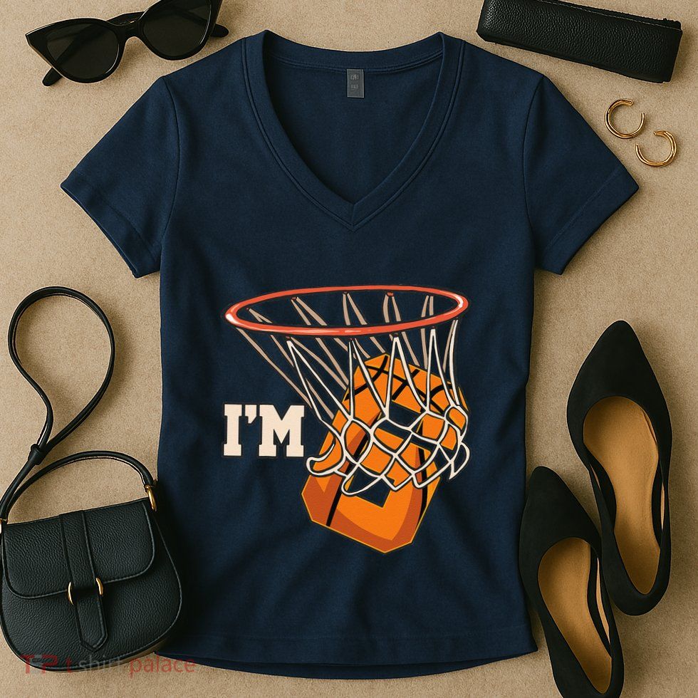 IM 6 Basketball Theme Birthday Party Celebration 6th Women's V-Neck T-Shirt