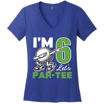 IM 6 LetS Par 6th Years Old Golf Party Birthday Gift Women's V-Neck T-Shirt