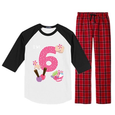 I'm 6 Spa Party Birthday Nail Polish Makeup Birthday Gift Raglan Sleeve Pajama Set