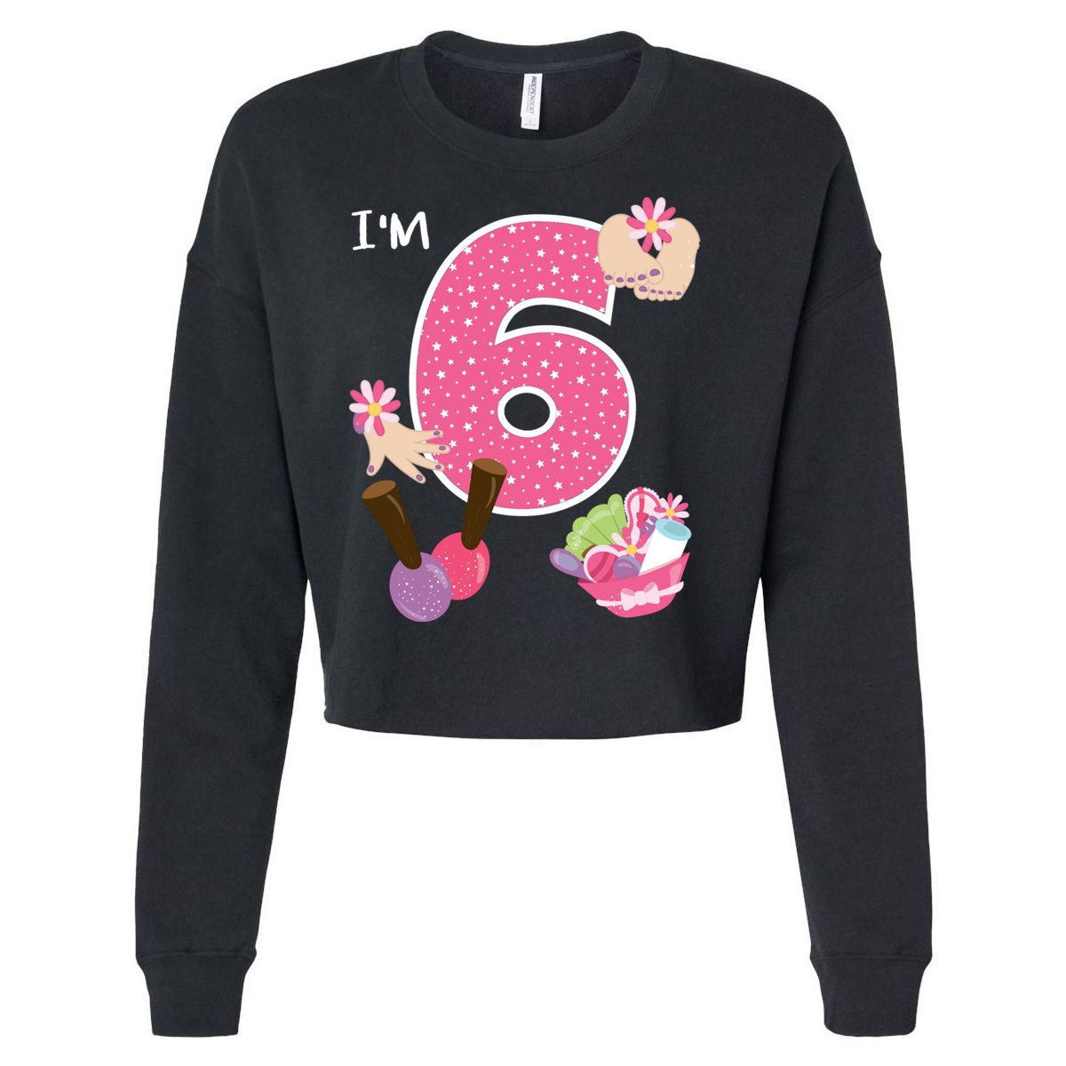 I'm 6 Spa Party Birthday Nail Polish Makeup Birthday Gift Cropped Pullover Crew