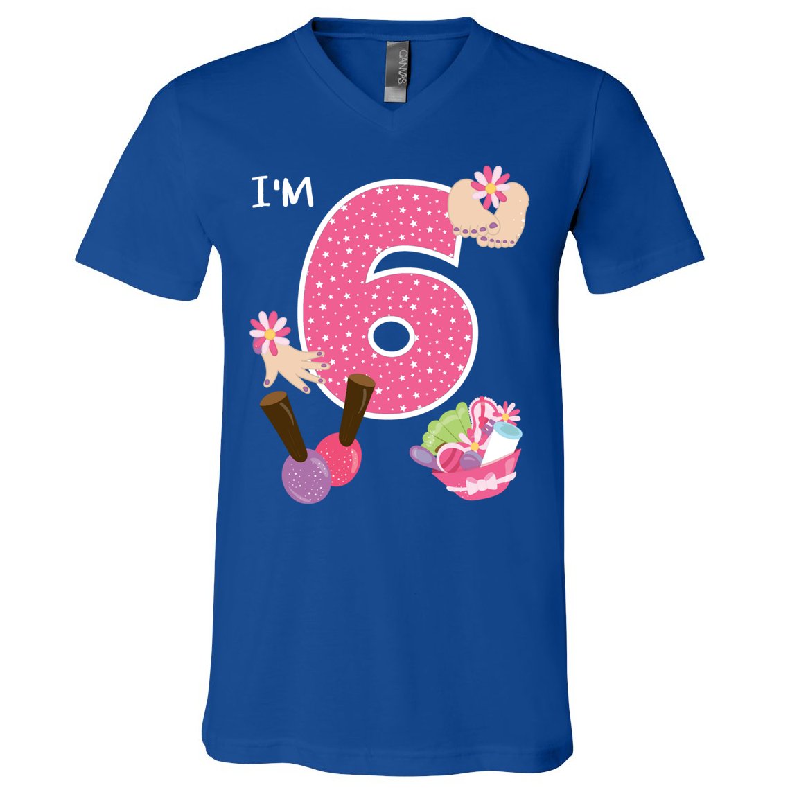 I'm 6 Spa Party Birthday Nail Polish Makeup Birthday Gift V-Neck T-Shirt