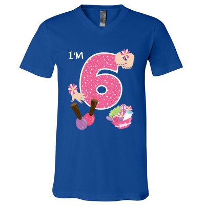 I'm 6 Spa Party Birthday Nail Polish Makeup Birthday Gift V-Neck T-Shirt