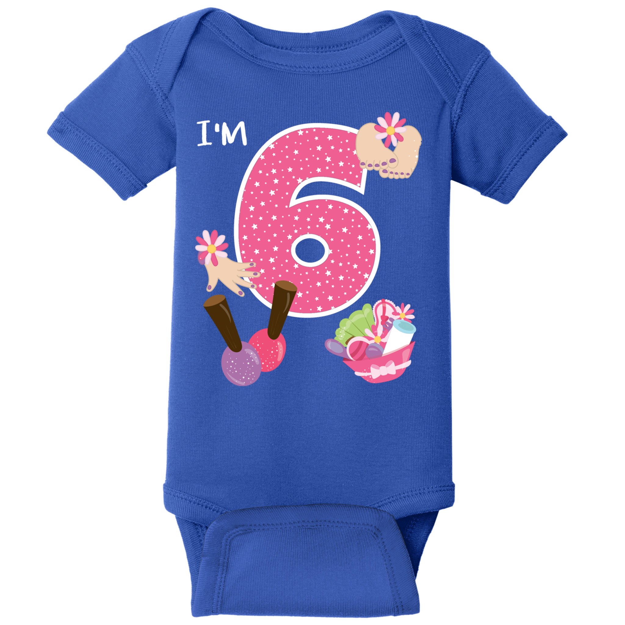I'm 6 Spa Party Birthday Nail Polish Makeup Birthday Gift Baby Bodysuit
