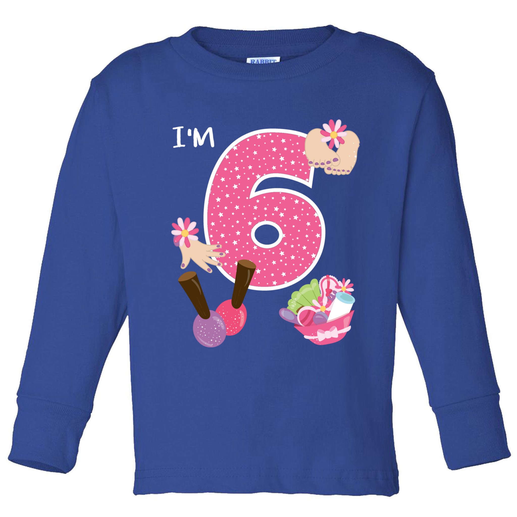 I'm 6 Spa Party Birthday Nail Polish Makeup Birthday Gift Toddler Long Sleeve Shirt
