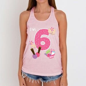 I'm 6 Spa Party Birthday Nail Polish Makeup Birthday Gift Women's Knotted Racerback Tank