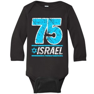 Israel's 75th Anniversary Independence Day Yom Ha'atzmaut Baby Long Sleeve Bodysuit