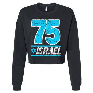 Israel's 75th Anniversary Independence Day Yom Ha'atzmaut Cropped Pullover Crew