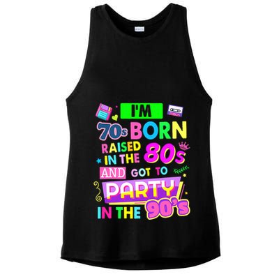 IM 70s Born Raised In The 80s And Got To Party In The 90S Ladies PosiCharge Tri-Blend Wicking Tank