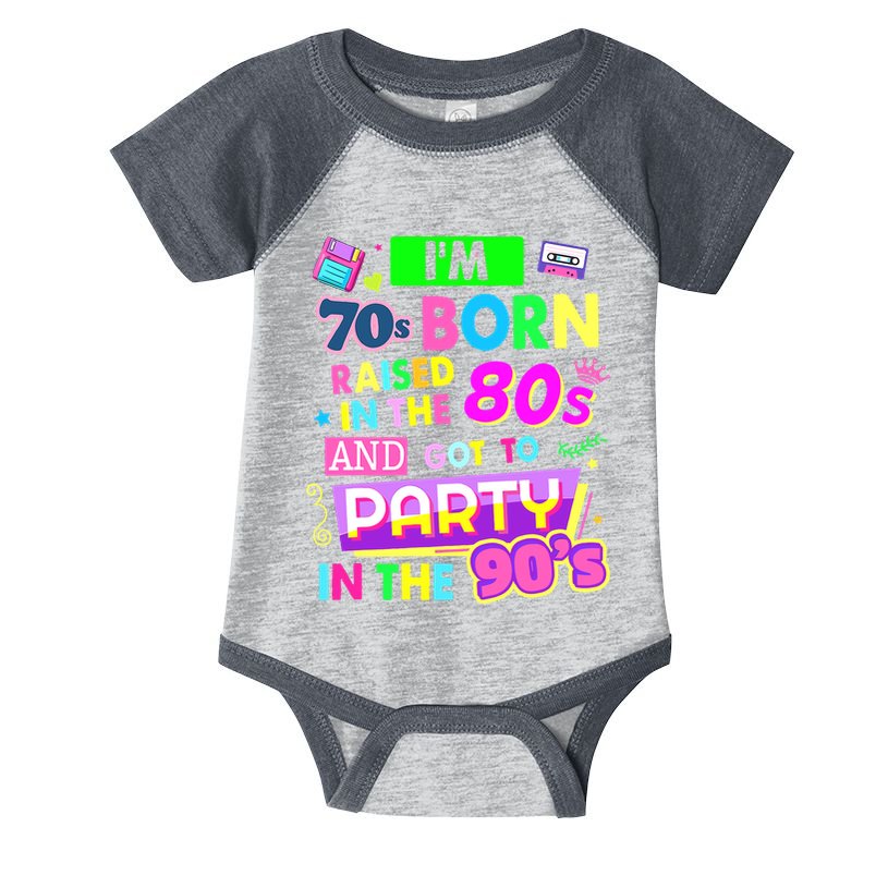 IM 70s Born Raised In The 80s And Got To Party In The 90S Infant Baby Jersey Bodysuit