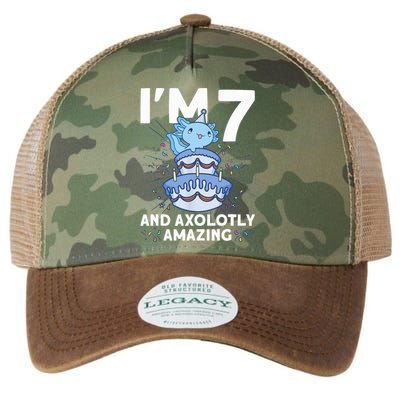 I'm 7 Bday Axolotl Party Cute 7th Birthday Axolotl Legacy Tie Dye Trucker Hat