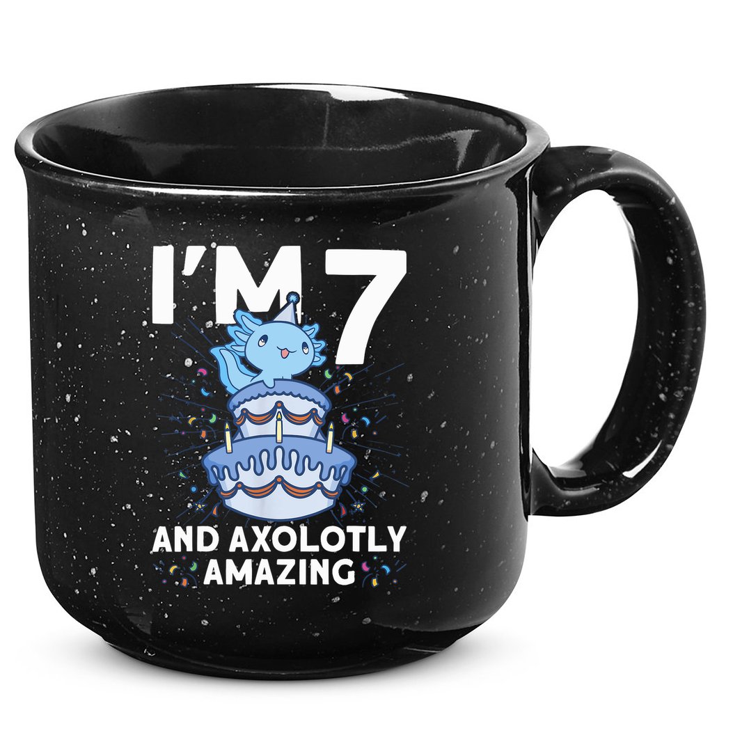 I'm 7 Bday Axolotl Party Cute 7th Birthday Axolotl 15oz Campfire Ceramic Mug