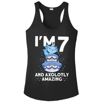 I'm 7 Bday Axolotl Party Cute 7th Birthday Axolotl Ladies PosiCharge Competitor Racerback Tank