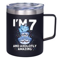 I'm 7 Bday Axolotl Party Cute 7th Birthday Axolotl 12oz Stainless Steel Coffee Mug