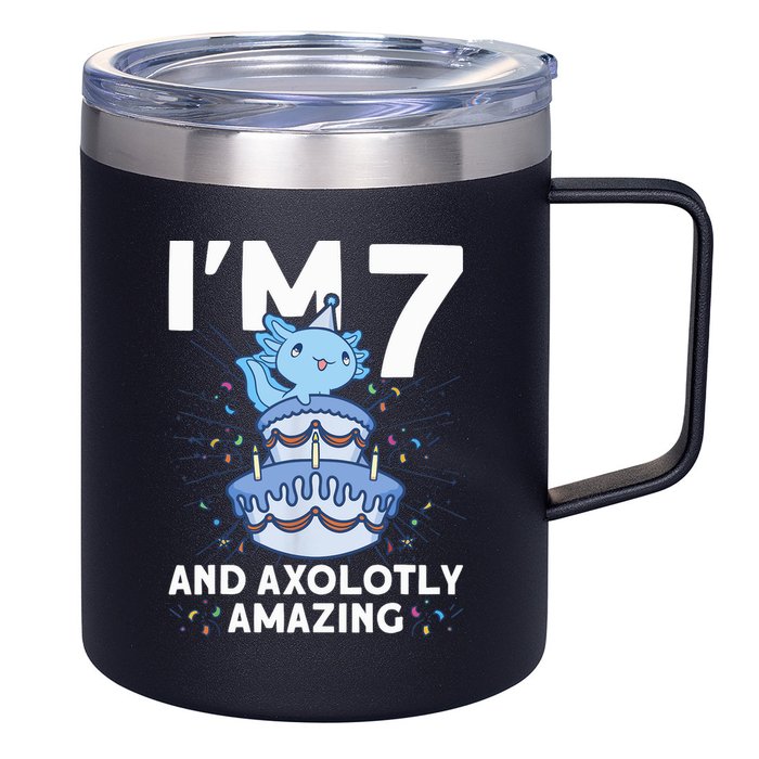 I'm 7 Bday Axolotl Party Cute 7th Birthday Axolotl 12oz Stainless Steel Coffee Mug