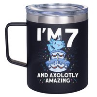 I'm 7 Bday Axolotl Party Cute 7th Birthday Axolotl 12oz Stainless Steel Coffee Mug