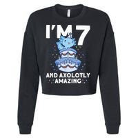 I'm 7 Bday Axolotl Party Cute 7th Birthday Axolotl Cropped Pullover Crew