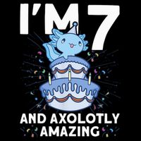 I'm 7 Bday Axolotl Party Cute 7th Birthday Axolotl Cropped Pullover Crew