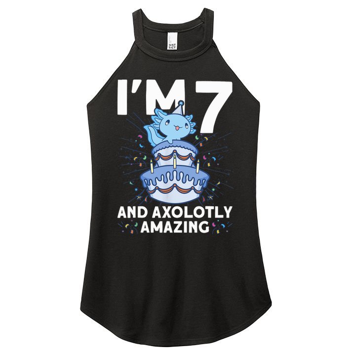 I'm 7 Bday Axolotl Party Cute 7th Birthday Axolotl Women's Perfect Tri Rocker Tank