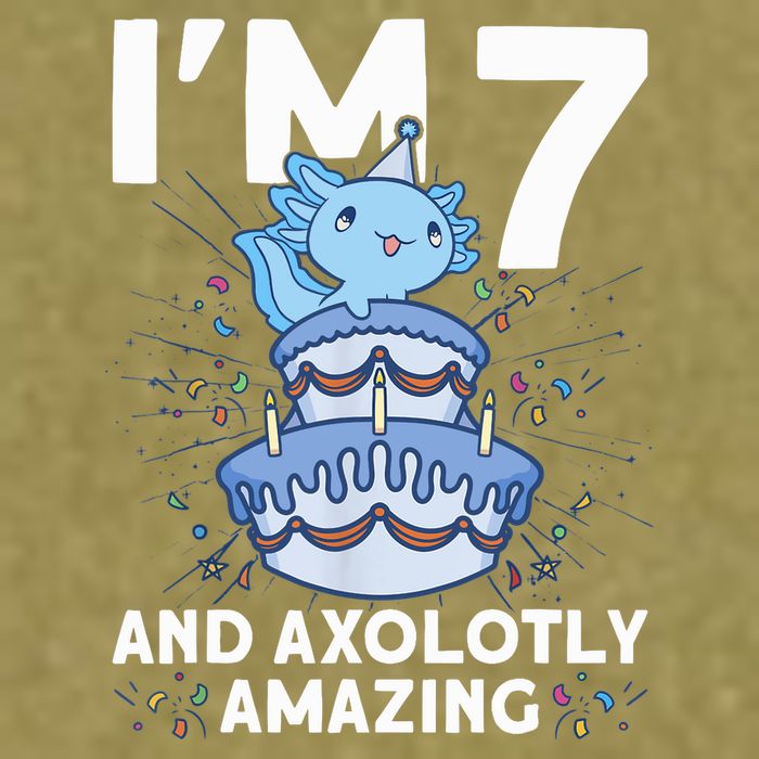 I'm 7 Bday Axolotl Party Cute 7th Birthday Axolotl Garment-Dyed Women's Muscle Tee