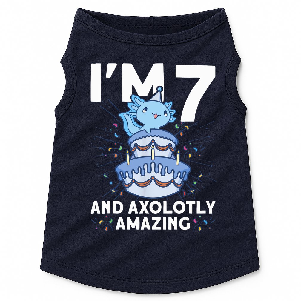 I'm 7 Bday Axolotl Party Cute 7th Birthday Axolotl Doggie Tank