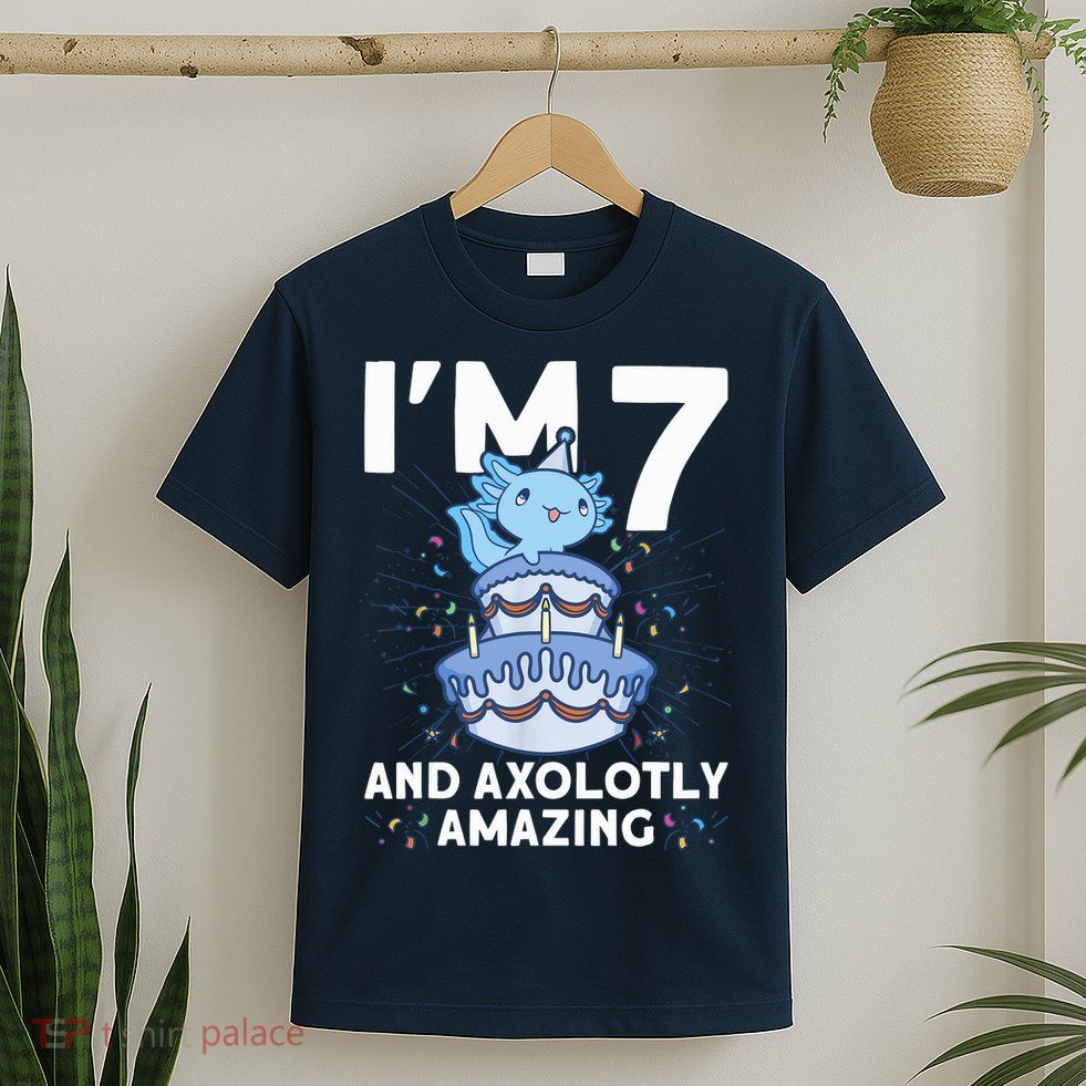 I'm 7 Bday Axolotl Party Cute 7th Birthday Axolotl T-Shirt
