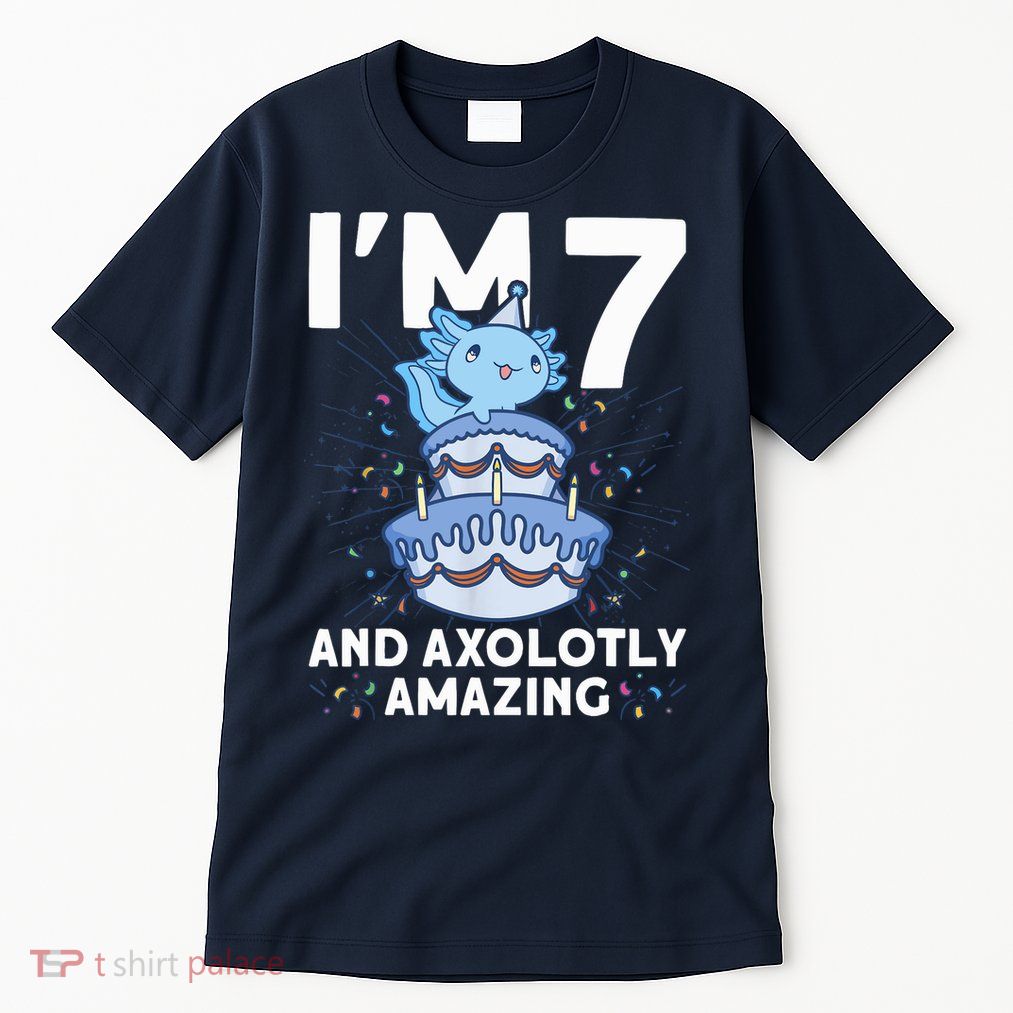I'm 7 Bday Axolotl Party Cute 7th Birthday Axolotl Tall T-Shirt