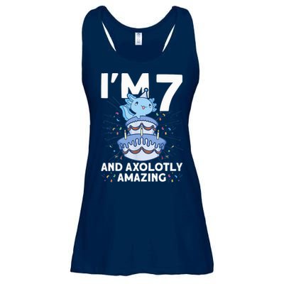 I'm 7 Bday Axolotl Party Cute 7th Birthday Axolotl Ladies Essential Flowy Tank