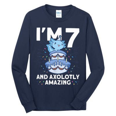 I'm 7 Bday Axolotl Party Cute 7th Birthday Axolotl Tall Long Sleeve T-Shirt