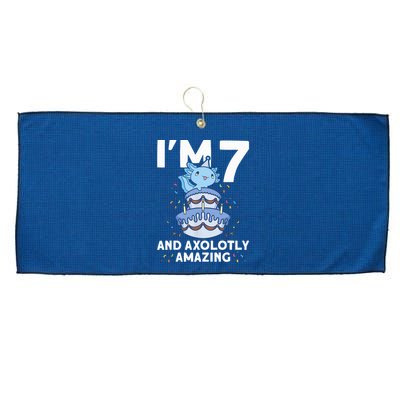 I'm 7 Bday Axolotl Party Cute 7th Birthday Axolotl Large Microfiber Waffle Golf Towel