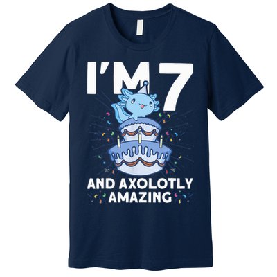 I'm 7 Bday Axolotl Party Cute 7th Birthday Axolotl Premium T-Shirt