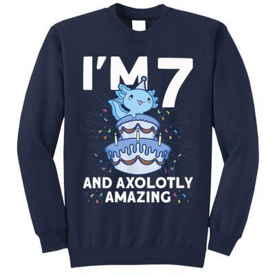I'm 7 Bday Axolotl Party Cute 7th Birthday Axolotl Tall Sweatshirt