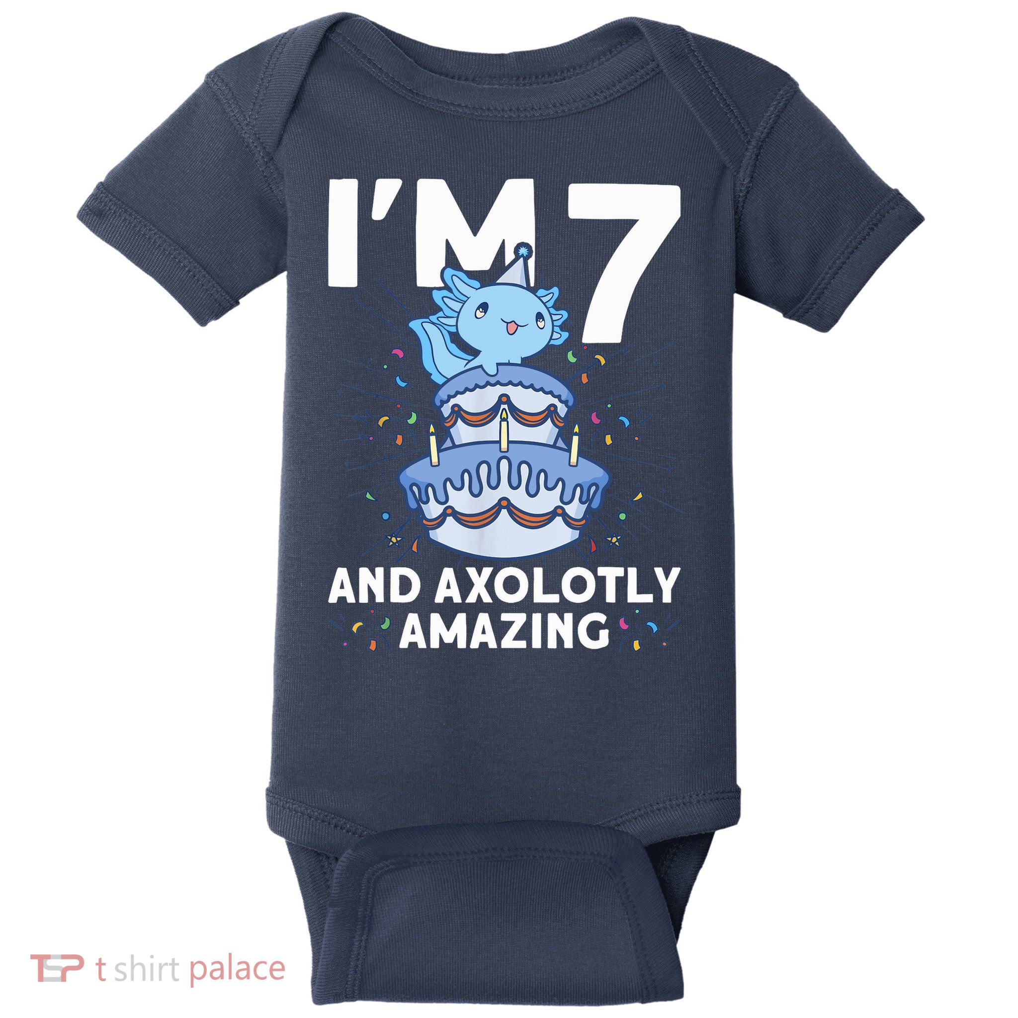 I'm 7 Bday Axolotl Party Cute 7th Birthday Axolotl Baby Bodysuit