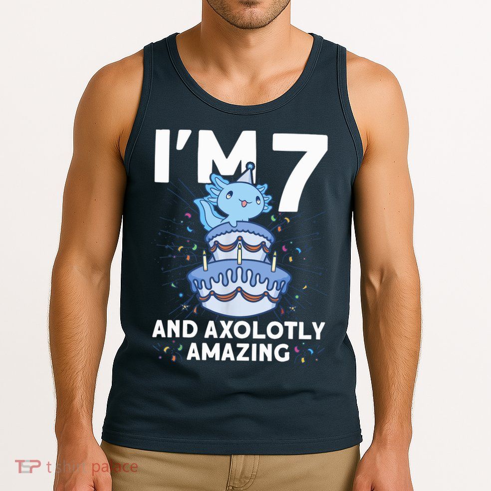 I'm 7 Bday Axolotl Party Cute 7th Birthday Axolotl Tank Top