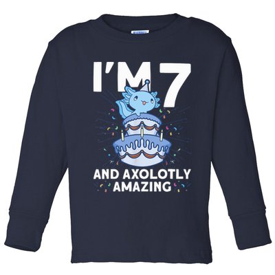 I'm 7 Bday Axolotl Party Cute 7th Birthday Axolotl Toddler Long Sleeve Shirt