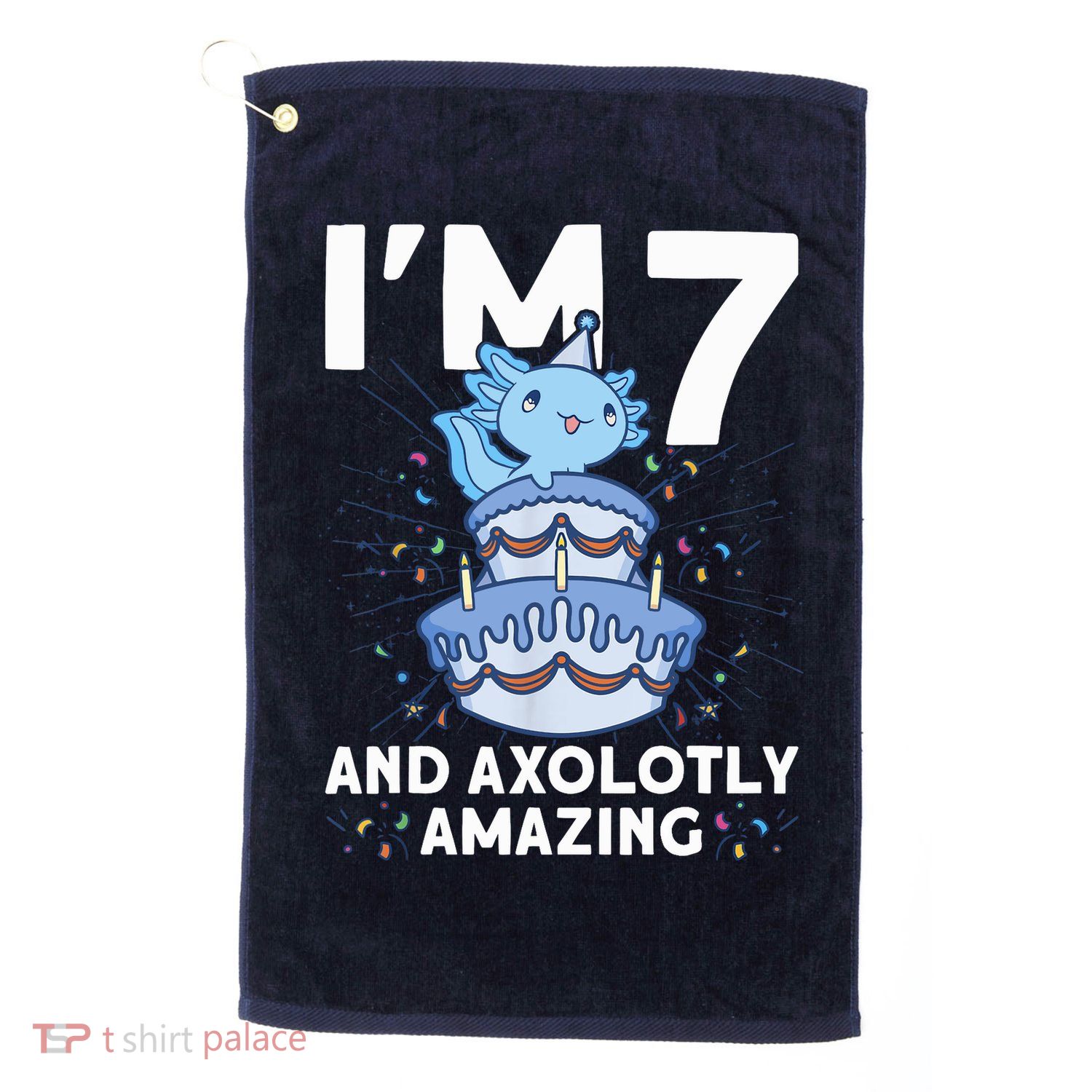 I'm 7 Bday Axolotl Party Cute 7th Birthday Axolotl Golf Towel
