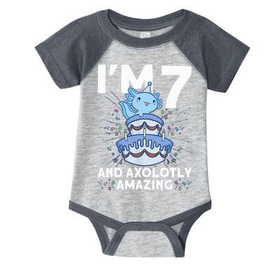 I'm 7 Bday Axolotl Party Cute 7th Birthday Axolotl Infant Baby Jersey Bodysuit