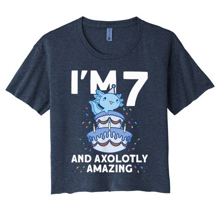 I'm 7 Bday Axolotl Party Cute 7th Birthday Axolotl Crop Top