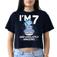 I'm 7 Bday Axolotl Party Cute 7th Birthday Axolotl Crop Top