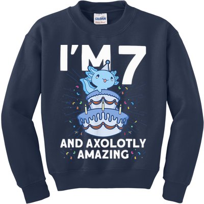 I'm 7 Bday Axolotl Party Cute 7th Birthday Axolotl Kids Sweatshirt