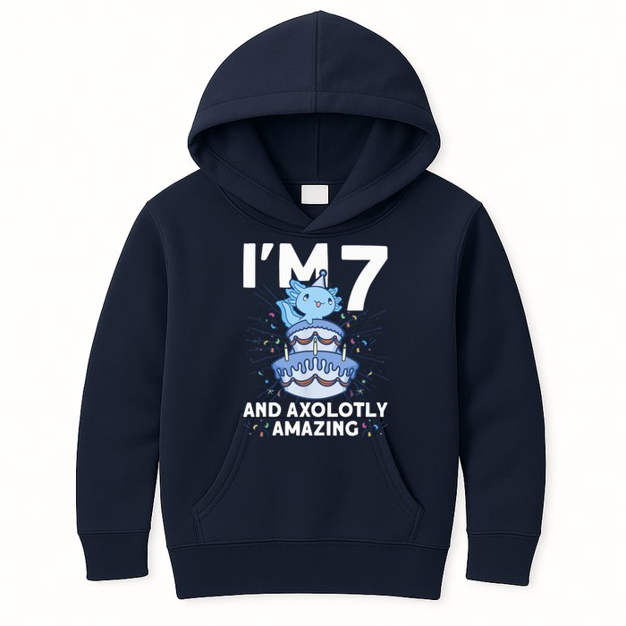 I'm 7 Bday Axolotl Party Cute 7th Birthday Axolotl Kids Hoodie