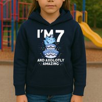 I'm 7 Bday Axolotl Party Cute 7th Birthday Axolotl Kids Hoodie
