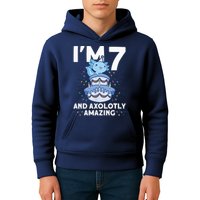 I'm 7 Bday Axolotl Party Cute 7th Birthday Axolotl Kids Hoodie