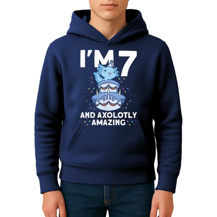 I'm 7 Bday Axolotl Party Cute 7th Birthday Axolotl Kids Hoodie