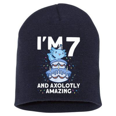 I'm 7 Bday Axolotl Party Cute 7th Birthday Axolotl Short Acrylic Beanie
