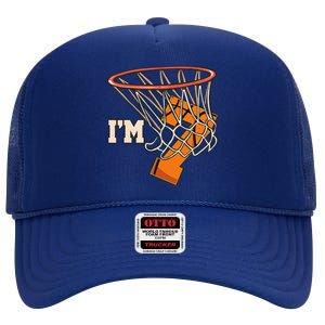 IM 7 Basketball Theme Birthday Party Celebration 7th High Crown Mesh Back Trucker Hat