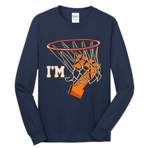 I'm 7 Basketball Theme Birthday Party Celebration 7th Tall Long Sleeve T-Shirt