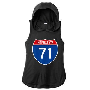 I 71 Interstate Highway Shield Sign A1 Funny Ladies PosiCharge Tri-Blend Wicking Draft Hoodie Tank