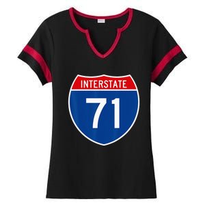 I 71 Interstate Highway Shield Sign A1 Funny Ladies Halftime Notch Neck Tee