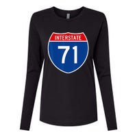 I 71 Interstate Highway Shield Sign A1 Funny Womens Cotton Relaxed Long Sleeve T-Shirt